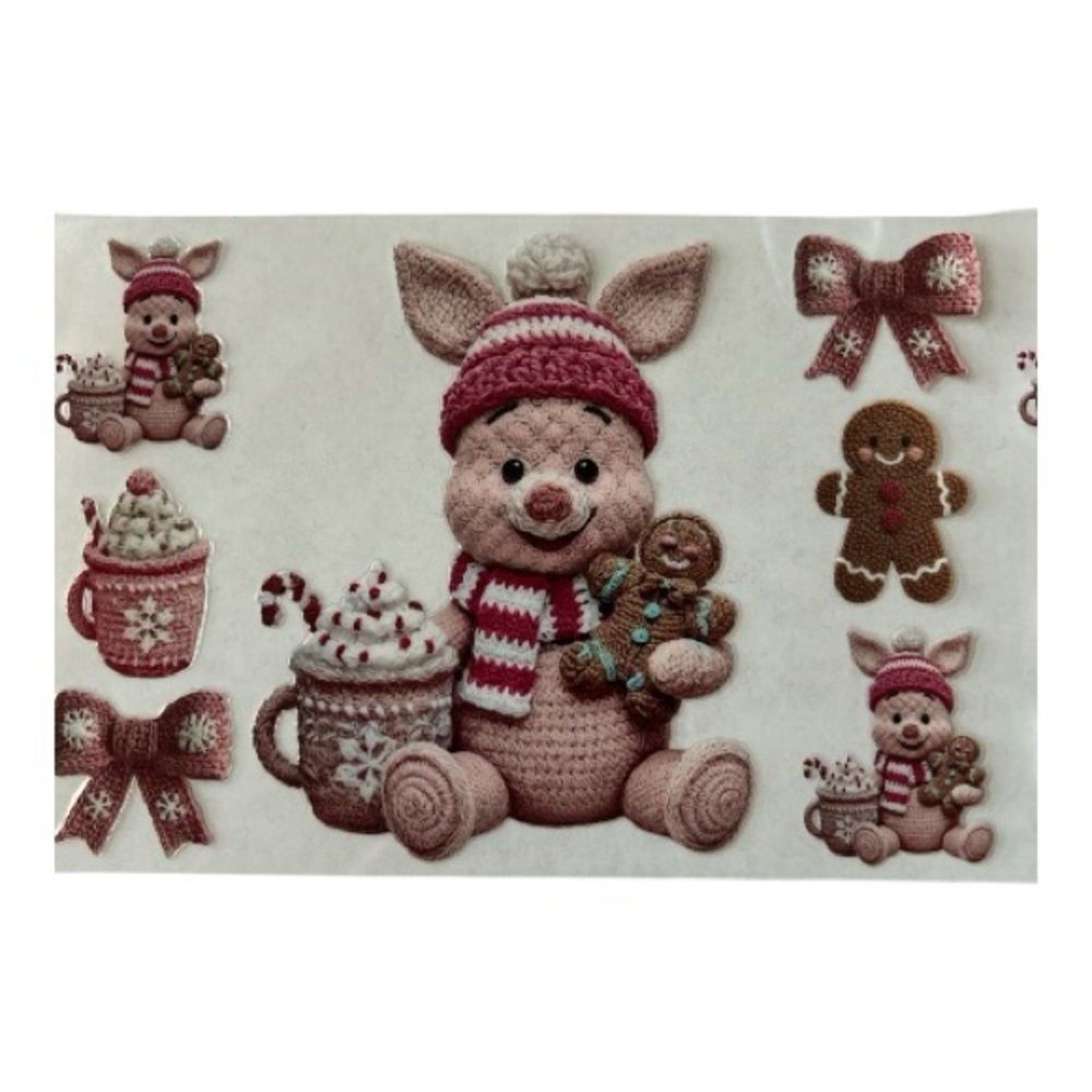 Piglet Pooh Crochet Cup Decal